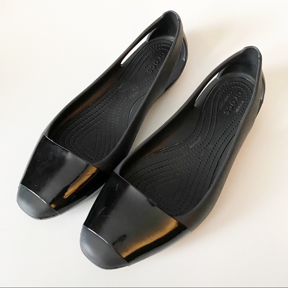 Crocs Sienna Shiny and Matte Black Flats